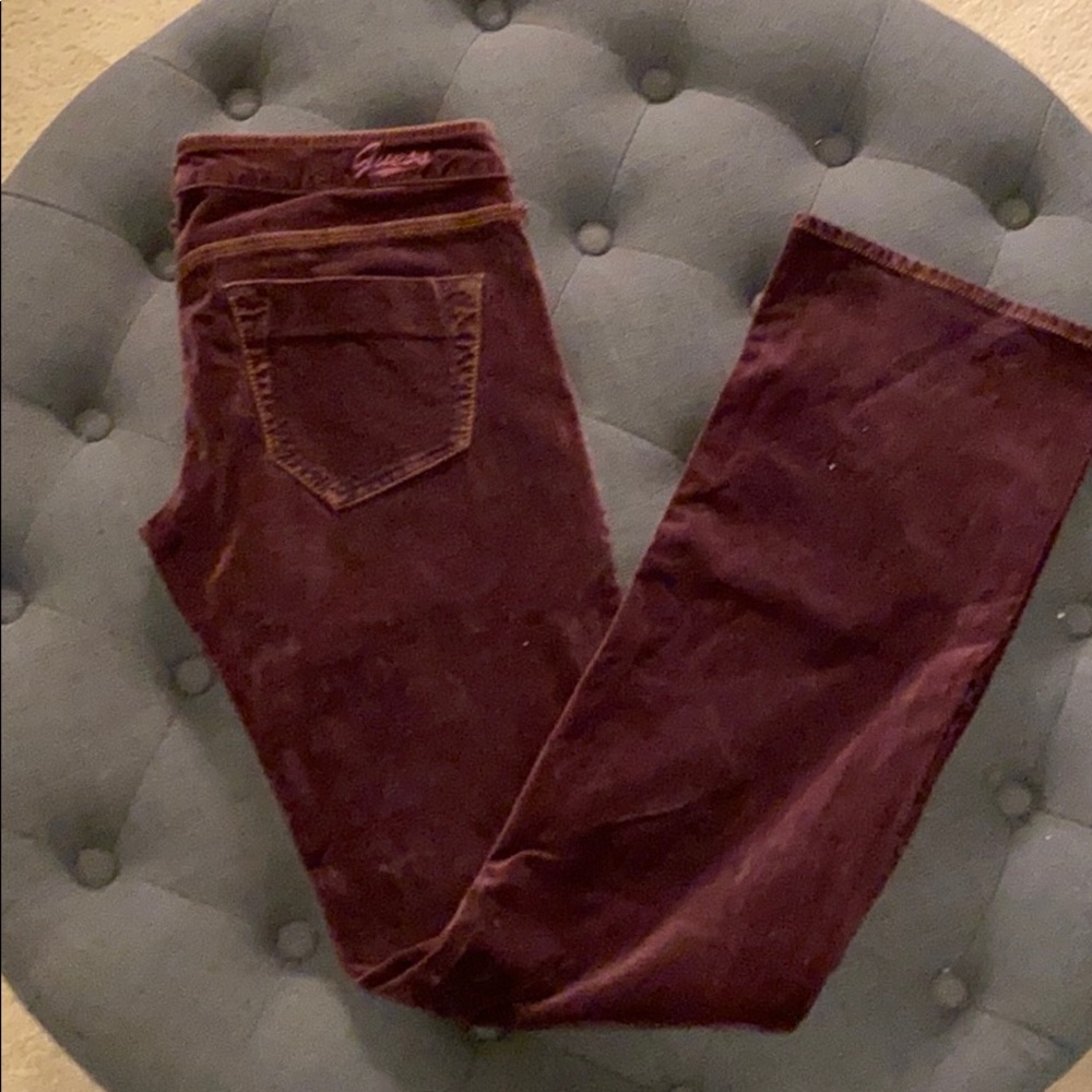 Vintage Guess velvet low rise boot cut/flare jeans